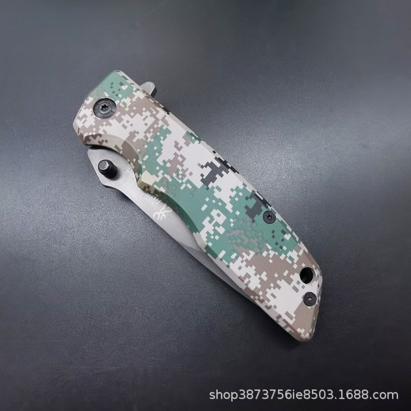 Folding knife outdoor household fruit knife cross-border Amazon saber high hardness self-defense knife camouflage folding knife
