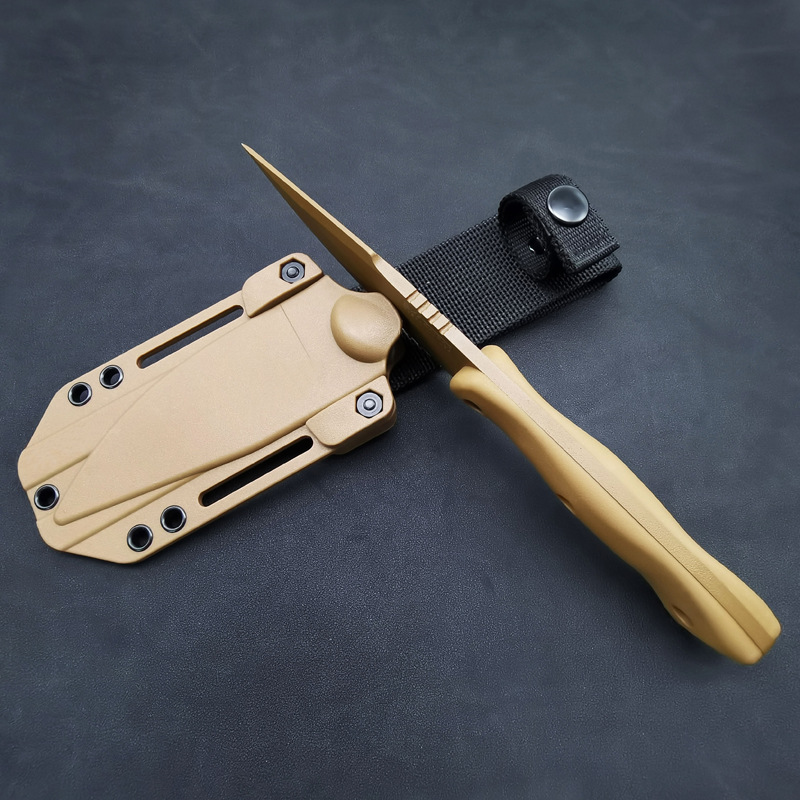 Amazon Outdoor Cutter Wilderness Survival Straight Knife EDC with K-type Scabber Knife Foreign Trade Black Brown Fruit Knife