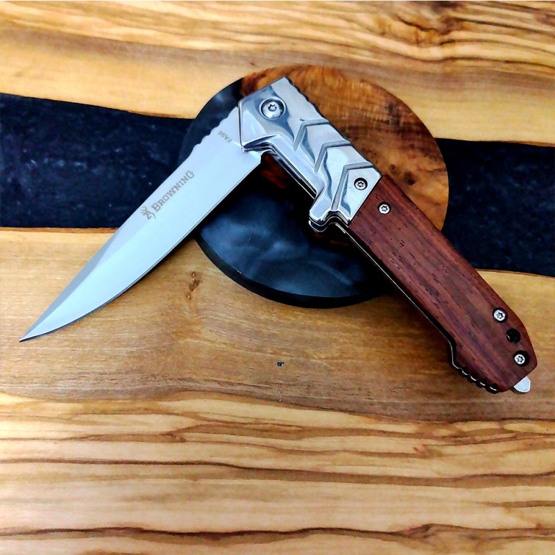 Outdoor survival knife sandalwood handle folding knife portable knife wilderness survival high hardness multi-function saber