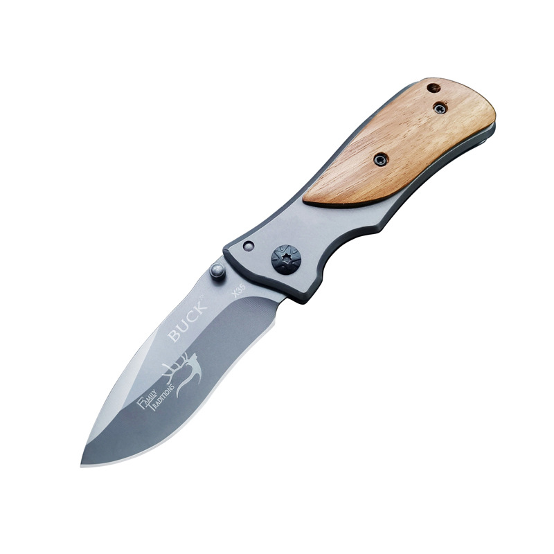 Mini Knife Outdoor Portable Fruit Knife Folding Knife Wooden Handle Portable Folding Knife Sharp Foreign Trade Camping Knife