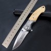 Camping Survival Stainless Steel Outdoor Knife Olive Wood Handle Exquisite Carved Knife Portable Multi-purpose Fruit Knife