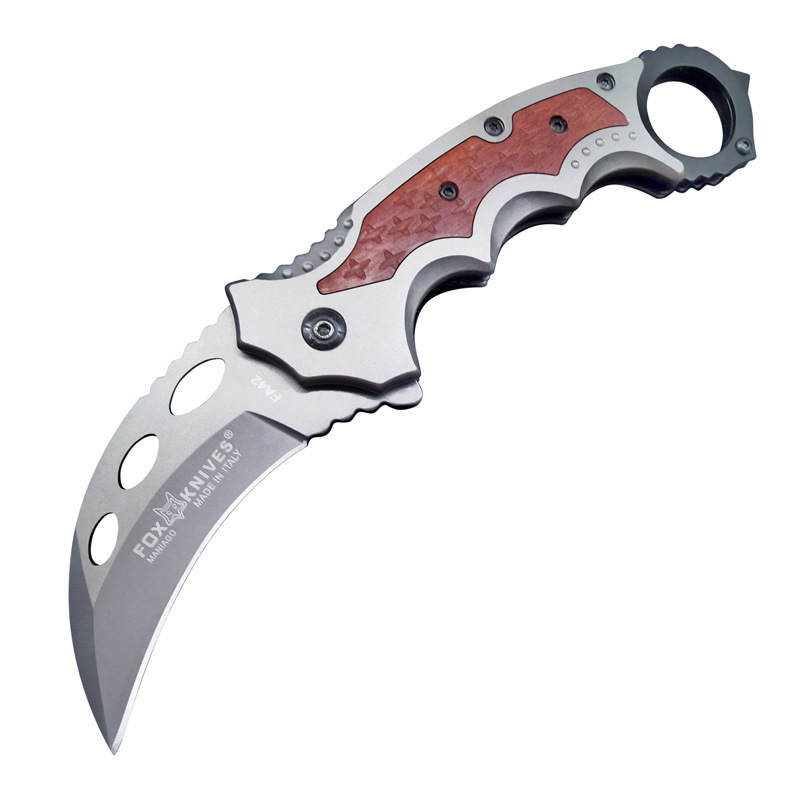 Outdoor claw knife high hardness car broken window escape tool knife saber ring fox folding knife folding claw knife