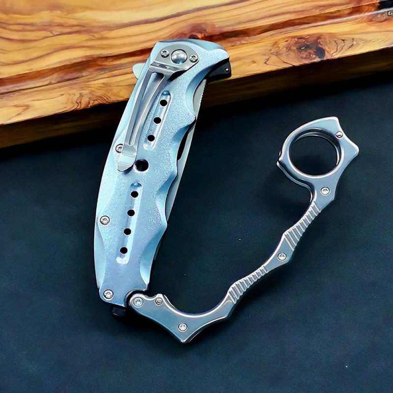 Outdoor Cool Mecha Tiger Finger Gloves Folding Knife Sharp High Hardness Stainless Steel Adventure Knife Multi-Functional Window Breaking