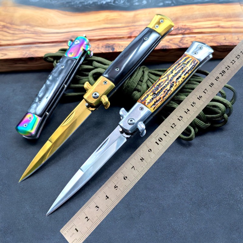 Mafia Stainless Steel Knife Outdoor Household Fruit Knife Self-Defense Field Tactical Knife Exquisite Fruit Small Folding Knife
