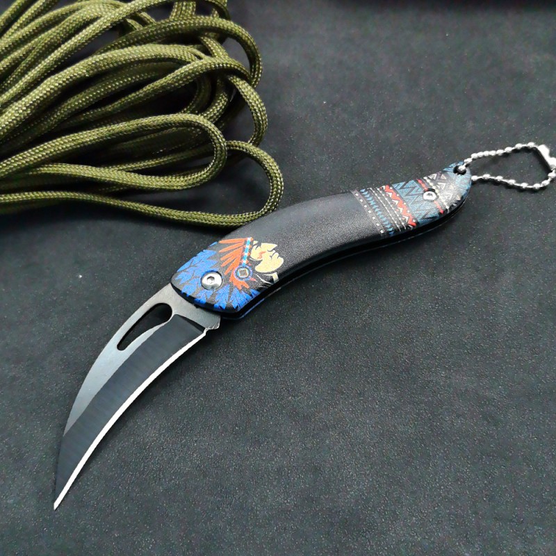 Factory Direct Sales Mini Portable Keychain Scimitar Portable Fruit Peeling Knife Pocket Knife Outdoor Emergency Knife