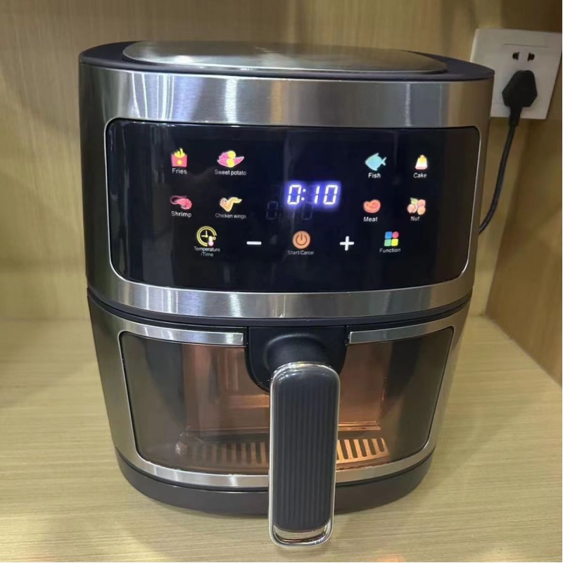 8 L stainless steel touch screen visual air fryer household multi-power large capacity intelligent electric oven export cross-border