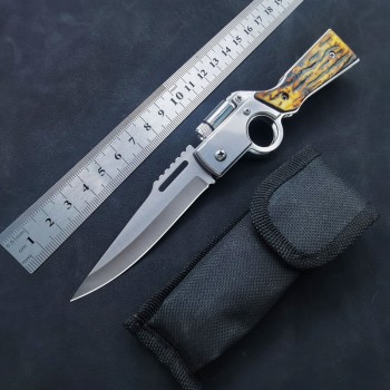 Outdoor Mini Knife Camping Portable Knife Portable Folding Knife AKLED Light Fruit Knife Creative Small Gun Knife
