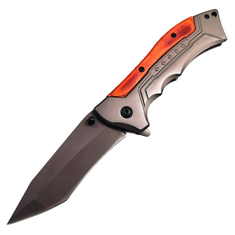 Outdoor Survival Folding Knife with Colorful Wooden Handle, Portable Self-Defense Knife, Sharp Unboxing Knife, Barbecue Meat Cutting Knife
