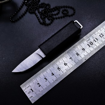 Outdoor Emergency Self-Rescue Self-Defense Small Straight Knife Whistle Necklace Straight Knife Exquisite Pocket Package Opening Knife Fruit Knife