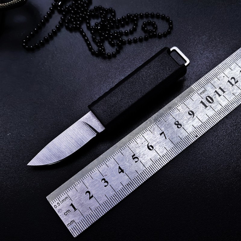 Outdoor Emergency Self-Rescue Self-Defense Small Straight Knife Whistle Necklace Straight Knife Exquisite Pocket Package Opening Knife Fruit Knife