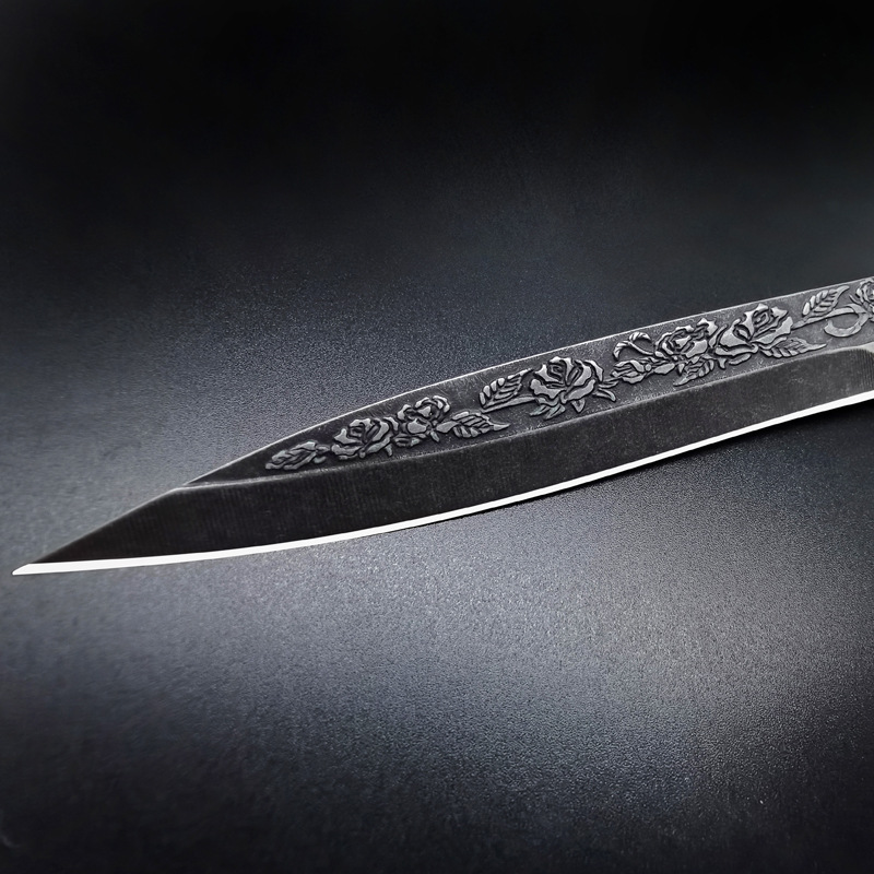 Swordfish relief knife high hardness survival camping knife mini forging saber foreign trade carved handle fruit knife