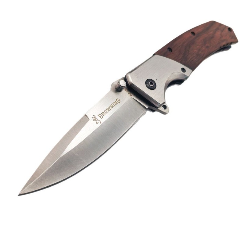 Cross-Border Outdoor Self-Defense Folding Knife Browning Saber Mahogany Handle Sharp Fruit Knife Jungle Adventure Knife