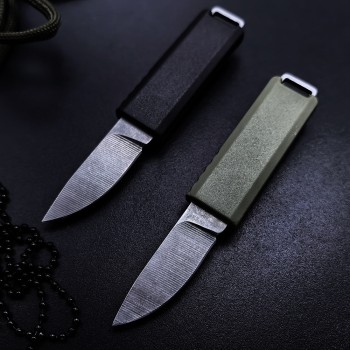 Outdoor Emergency Self-Rescue Self-Defense Small Straight Knife Whistle Necklace Straight Knife Exquisite Pocket Package Opening Knife Fruit Knife