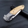 Camping Survival Stainless Steel Outdoor Knife Olive Wood Handle Exquisite Carved Knife Portable Multi-purpose Fruit Knife