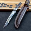 Outdoor Dragon Bone Integrated Leather Sheath Straight Knife M390 Mirror Light Fishing Carry-On Knife Self-Defense Survival Knife Fruit Knife