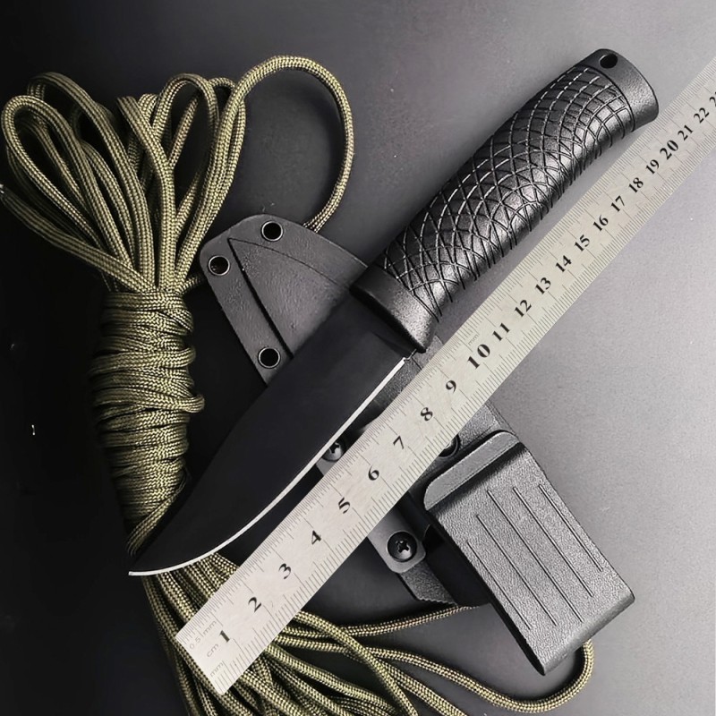 Outdoor K-Sheath Straight Knife, Outdoor Emergency Shelter-Building Tool, Survival Adventure Sharp Straight Knife, Non-Slip Handle, Portable