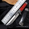 Japanese style knife outdoor high hardness saber red wooden handle knife folding carved self-defense tool hand meat short knife