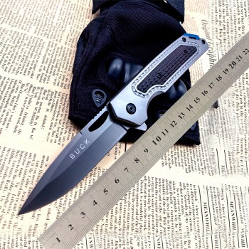 Cross-Border Supply Gray Titanium Carbon Steel Handle Folding Knife Jungle Adventure Sharp Extra Hard Anti-Slip Portable Pocket Survival Knife