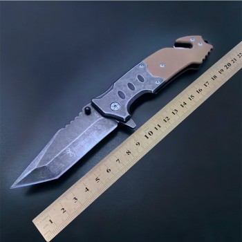 Outdoor G10 Non-Slip Handle Stainless Steel Folding Knife with Stone-Washed Finish, Tactical Cutting Knife, Jungle Exploration Knife