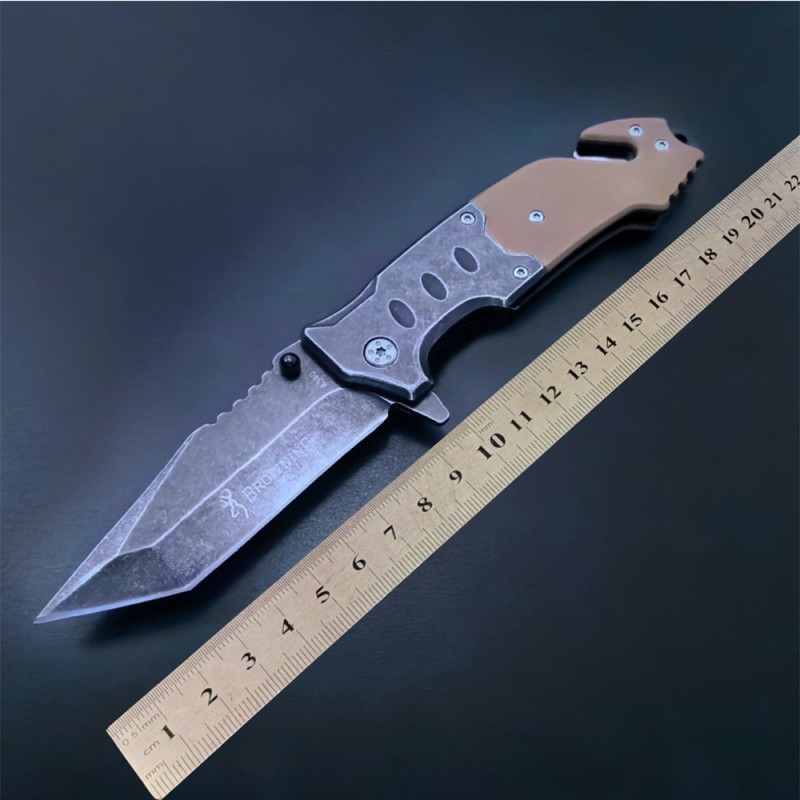 Outdoor G10 Non-Slip Handle Stainless Steel Folding Knife with Stone-Washed Finish, Tactical Cutting Knife, Jungle Exploration Knife