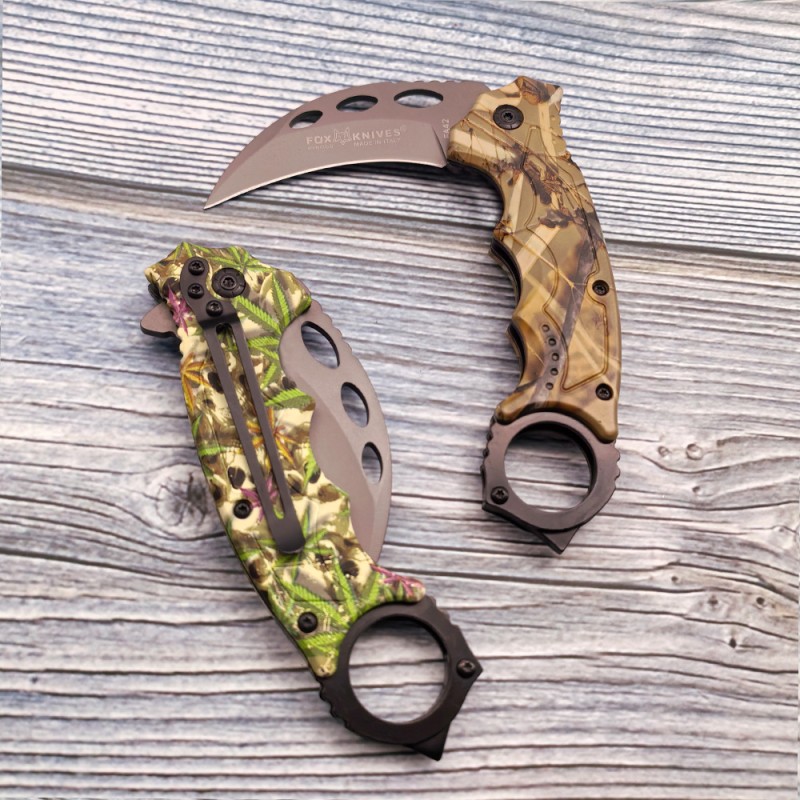 Outdoor Claw Knife High Hardness Car Window Breaking Escape Tool Knife Ring Camouflage Fox Folding Knife Folding Claw Knife
