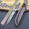 Outdoor Dragon Bone Integrated Leather Sheath Straight Knife M390 Mirror Light Fishing Carry-On Knife Self-Defense Survival Knife Fruit Knife