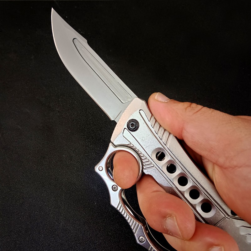 Outdoor self-defense tiger finger knuckle folding pocket knife four finger knuckle mechanical cool stainless steel knife broken window tool pocket
