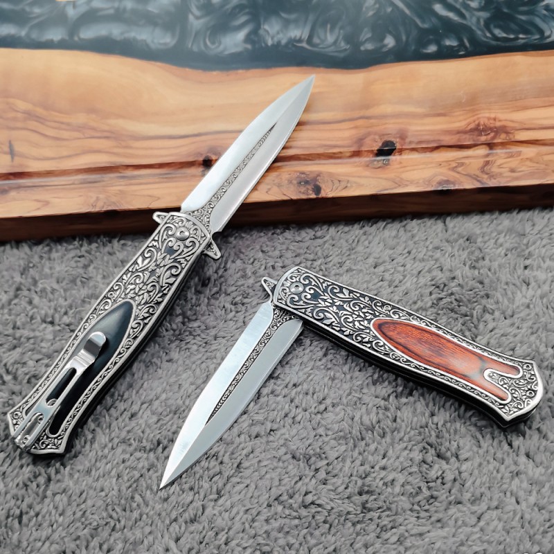 Cross-Border Outdoor Knife, High Hardness Military Knife, Household Fruit Knife, Field Rescue Knife, Carved Stainless Steel Folding Knife