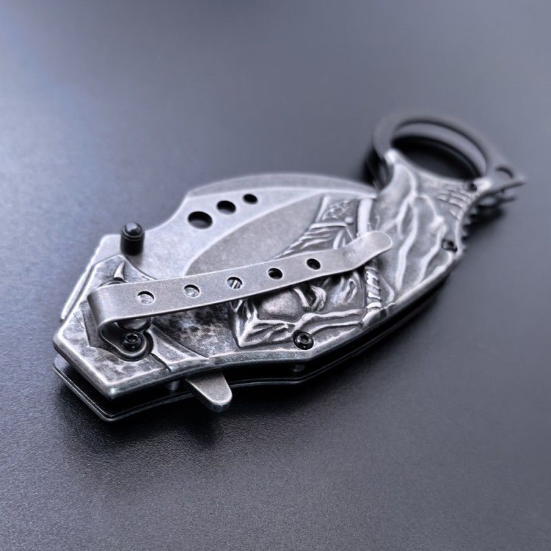 Cross-Border New Model Stone-Washed Embossed Claw Knife, Exquisite and Creative, High Hardness, Car Window-Breaking Escape Tool, Small Knife, Military Knife