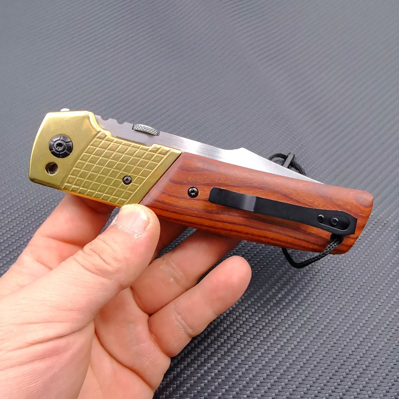 Foreign trade supply outdoor folding knife heavy tactical saber sharp self-defense emergency knife chicken wing wood handle heavy knife