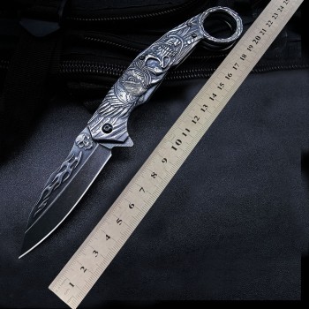 Cross-border source outdoor survival knife creative eagle-eye relief folding knife portable sharp ring saber melon and fruit knife