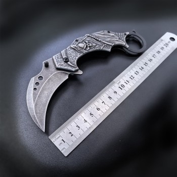 Cross-Border New Model Stone-Washed Embossed Claw Knife, Exquisite and Creative, High Hardness, Car Window-Breaking Escape Tool, Small Knife, Military Knife