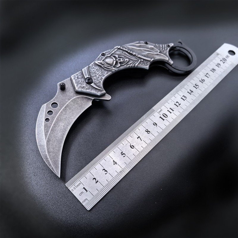 Cross-Border New Model Stone-Washed Embossed Claw Knife, Exquisite and Creative, High Hardness, Car Window-Breaking Escape Tool, Small Knife, Military Knife