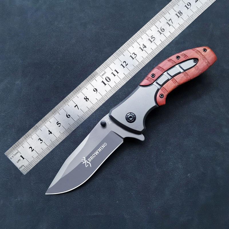 Browning stainless steel knife outdoor folding fruit knife camping portable knife wooden handle folding knife AliExpress supply