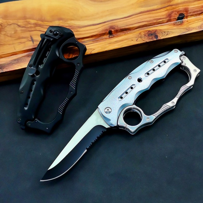 Outdoor Cool Mecha Tiger Finger Gloves Folding Knife Sharp High Hardness Stainless Steel Adventure Knife Multi-Functional Window Breaking