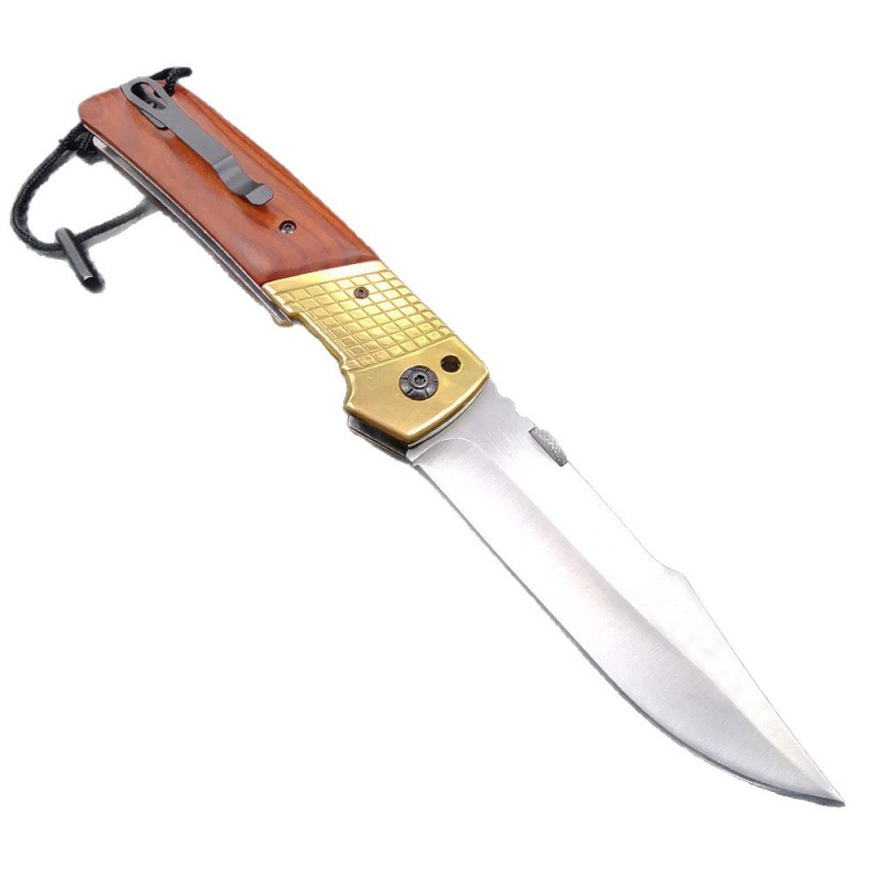 Foreign trade supply outdoor folding knife heavy tactical saber sharp self-defense emergency knife chicken wing wood handle heavy knife