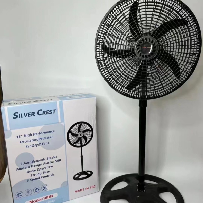Cross-Border Silver Crest Household Floor Fan with Oscillating Function 18inch Large Fan Electric Fan Factory Wholesale