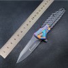 Outdoor self-defense folding knife painted steel head carbon fiber non-slip handle cool Swiss self-defense household fruit knife