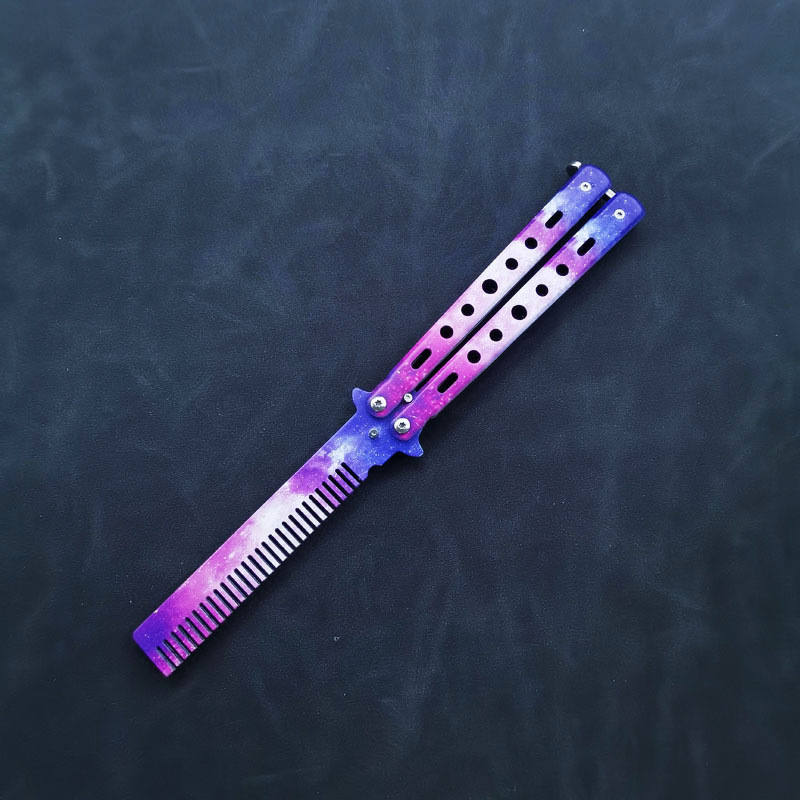 Butterfly Comb CSGO Folding Comb Beginner Novice Hand Knife Stainless Steel Butterfly Comb Practice Handy Gadget Unedged