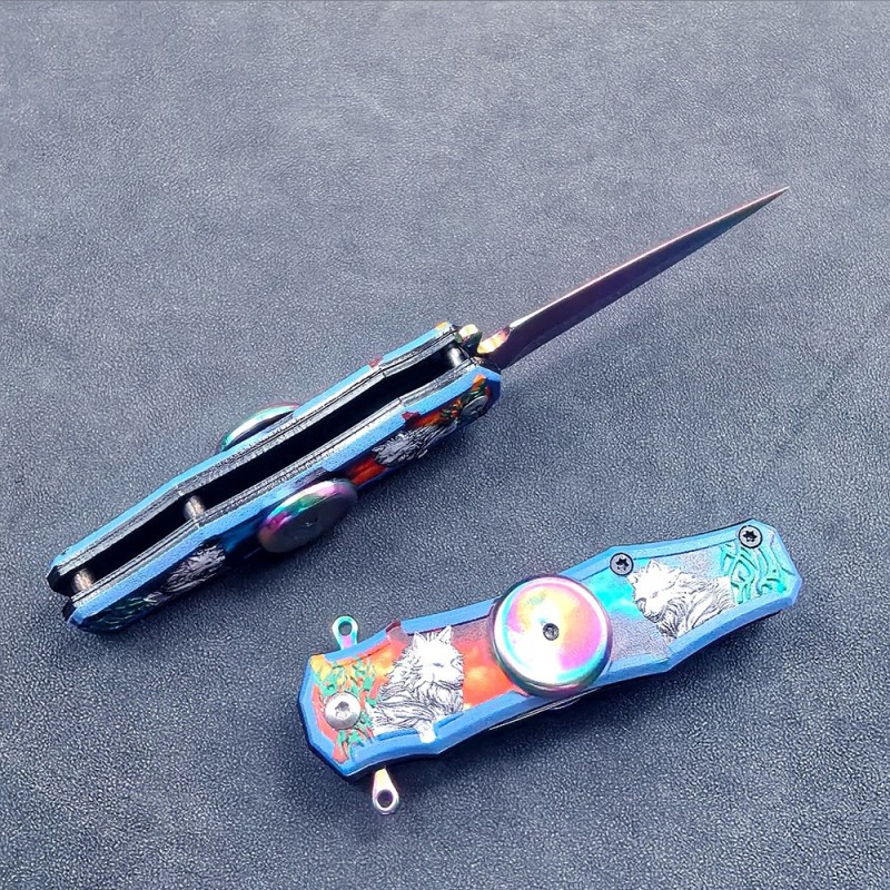 Creative Fingertip Gyro Spinning Cool Folding Knife Edc Multi-Functional Folding Knife Outdoor Camping Survival Pocket Knife