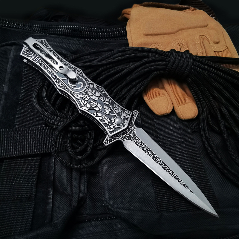 Wholesale outdoor knife high hardness saber household fruit knife field rescue knife hunting stainless steel folding knife