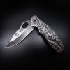 Creative relief self-defense knife stainless steel stone wash wolf head steel handle knife tactical military knife portable fruit knife