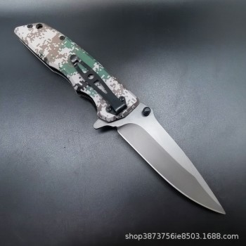 Folding knife outdoor household fruit knife cross-border Amazon saber high hardness self-defense knife camouflage folding knife
