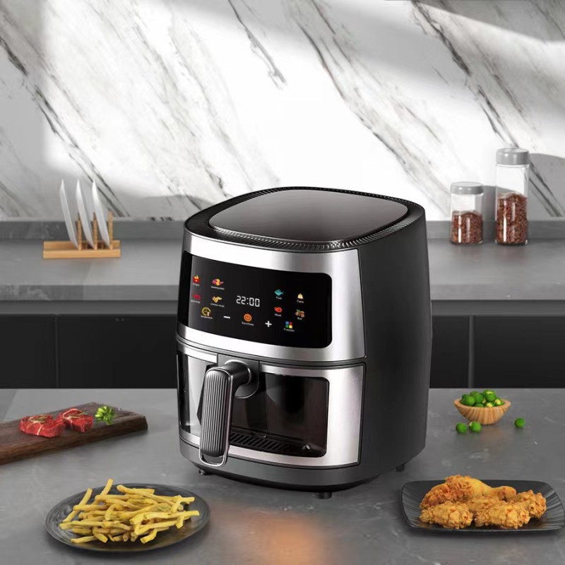8 L stainless steel touch screen visual air fryer household multi-power large capacity intelligent electric oven export cross-border