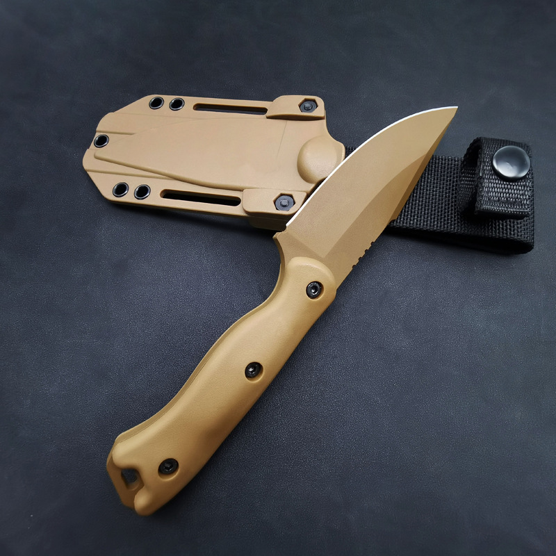 Amazon Outdoor Cutter Wilderness Survival Straight Knife EDC with K-type Scabber Knife Foreign Trade Black Brown Fruit Knife