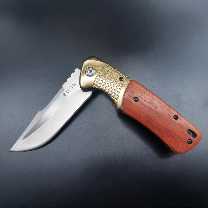Wooden Handle Folding Knife, Portable Outdoor Knife, Camping Military Knife, Folding Knife, High Hardness, Cross-Border Amazon Dropshipping Small Knife