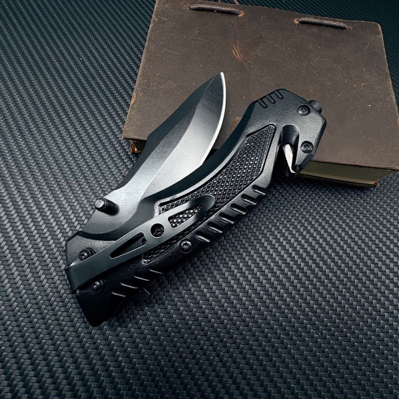 Cross-Border Supply Black Titanium Camping Tactical Portable Folding Knife Multi-Functional High Hardness Heavy-Duty Folding Knife Survival Tool