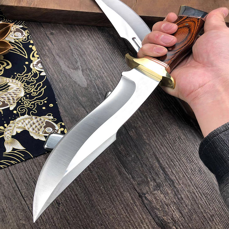 Cross-Border Russian Federation All-In-One Mountaineering Knife Camping Style High Hardness Survival Outdoor Knife Portable Straight Knife Hand-Held Meat Knife