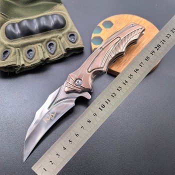 Cross-Border Creative Outdoor Folding Knife Imitation Bronze Handle Sharp Fruit Folding Knife Jungle Adventure Mountaineering Knife