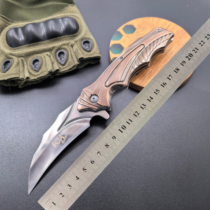 Cross-Border Creative Outdoor Folding Knife Imitation Bronze Handle Sharp Fruit Folding Knife Jungle Adventure Mountaineering Knife
